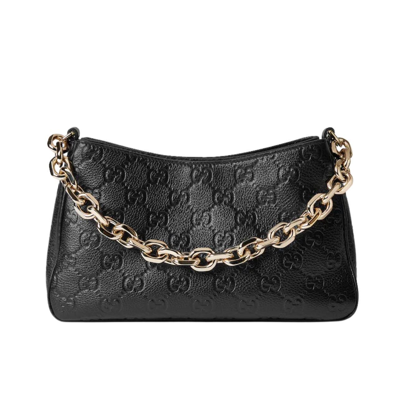 Gucci Gg Emblem Small Shoulder Bag Black Leather 23Cm