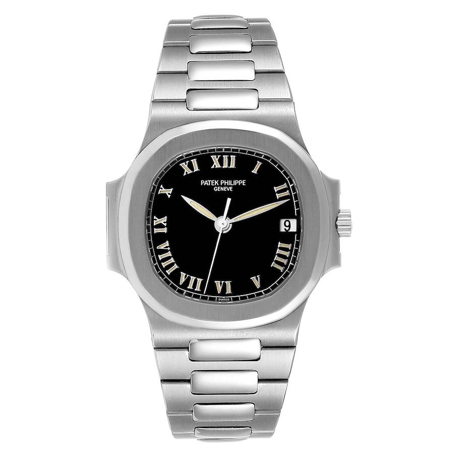Patek Philippe Nautilus Black Dial Automatic Steel Mens Watch 3800 Papers