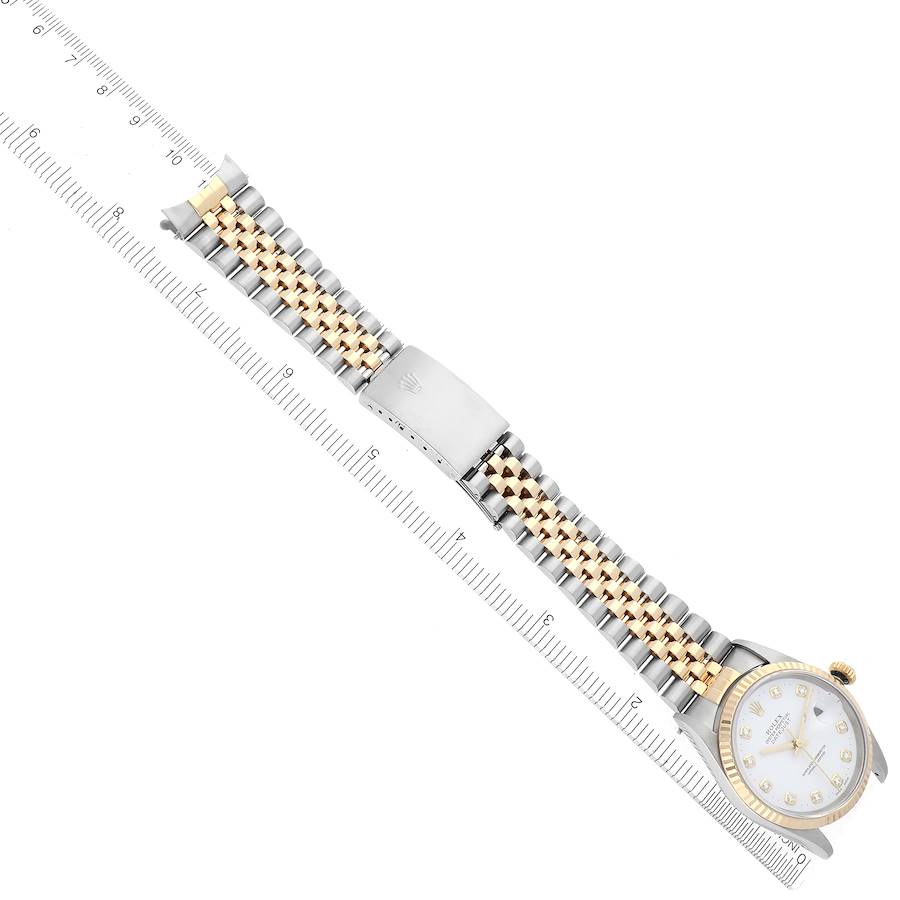 Rolex Datejust Steel Yellow Gold White Diamond Dial Mens Watch 16233