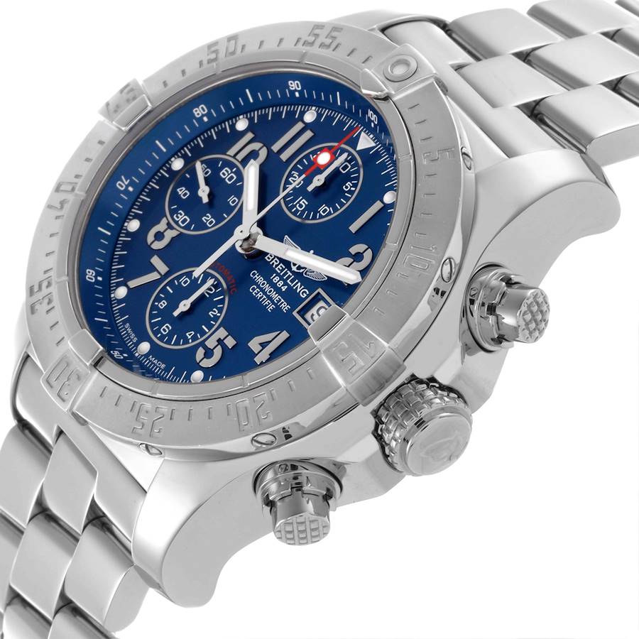 Breitling Avenger Skyland Chrono Blue Dial Steel Mens Watch A13380