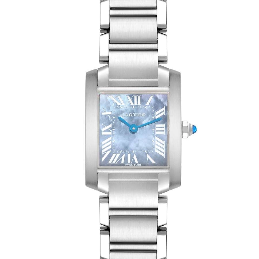 Cartier Tank Francaise Blue Mother Of Pearl Dial Steel Ladies Watch W51034Q3