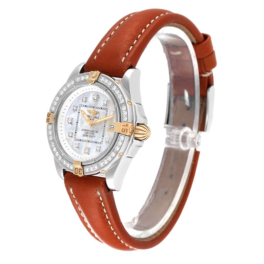 Breitling Cockpit Steel Yellow Gold Diamond Bezel MOP Dial Ladies Watch B71356