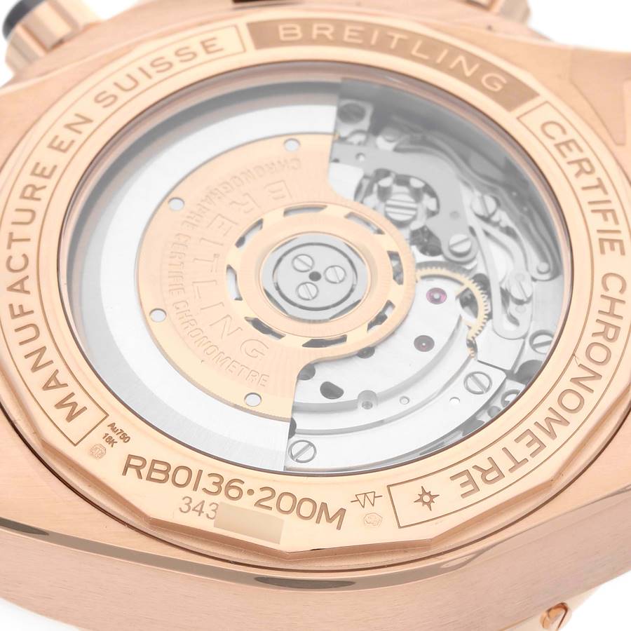 Breitling Chronomat B01 Rose Gold Brown Dial Mens Watch RB0136