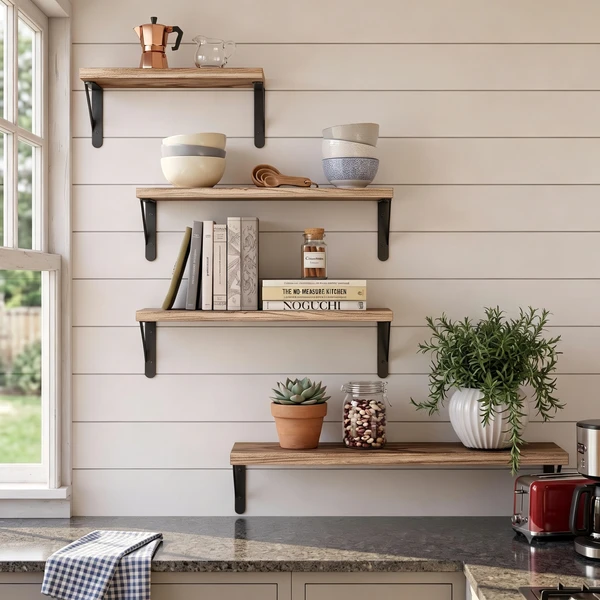 Floating Shelves Wall Mounted Set of 4 Rustic