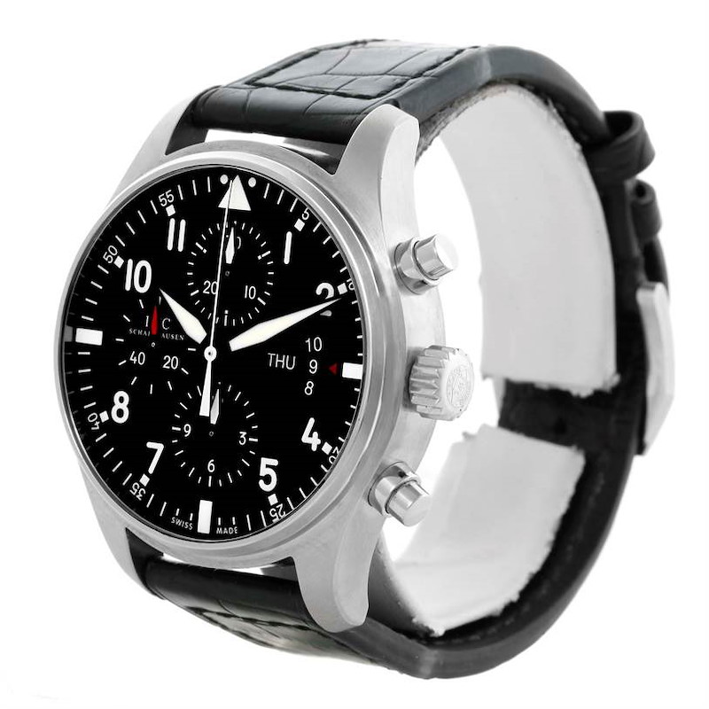 IWC Pilot Black Dial Chronograph Automatic Mens Watch IW377701