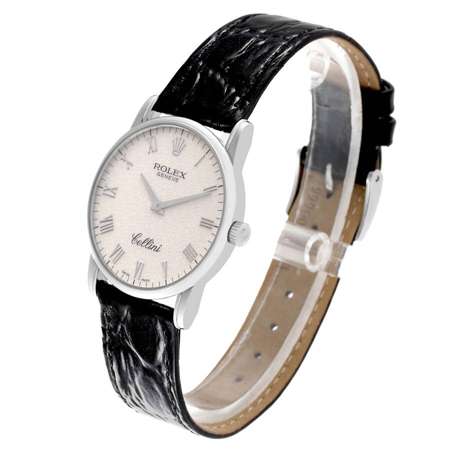 Rolex Cellini Classic White Gold Ivory Anniversary Dial Mens Watch 5116 Card