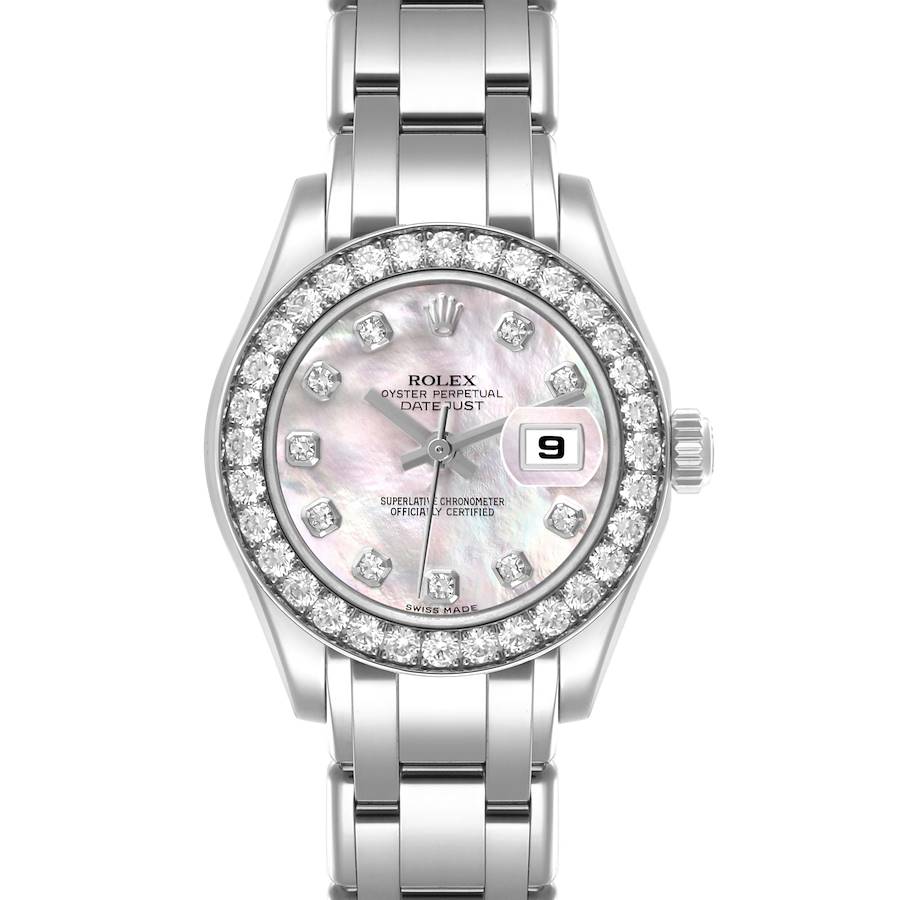 Rolex Pearlmaster Masterpiece White Gold Mother Of Pearl Diamond Ladies Watch 80299 Card