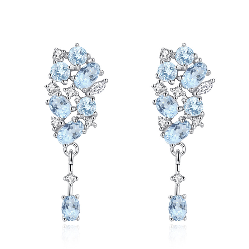 GemVibra 925 Silver Drop Earrings with Natural Amethyst/Citrine/Garnet/Peridot/Topaz & Rhinestone Accents