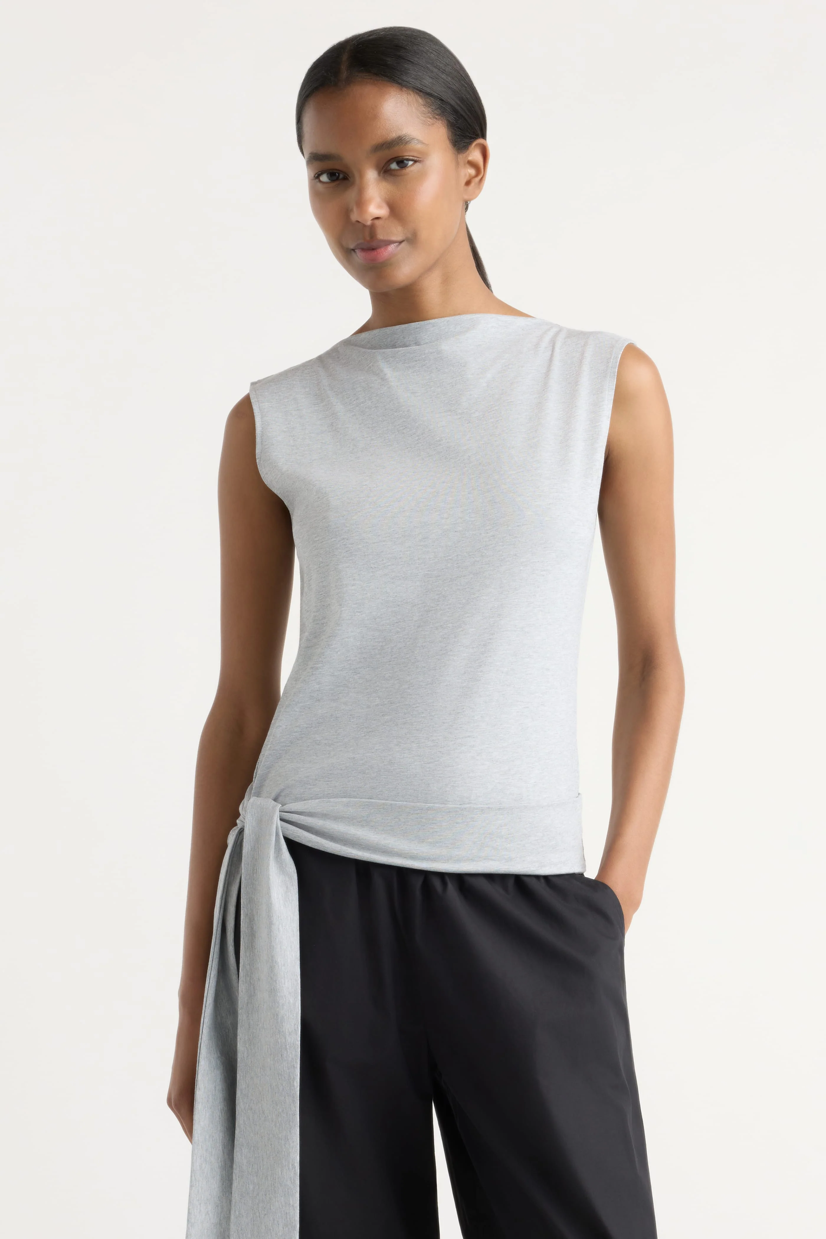 Sylvia Tie-Hem Slit-Neck Tank