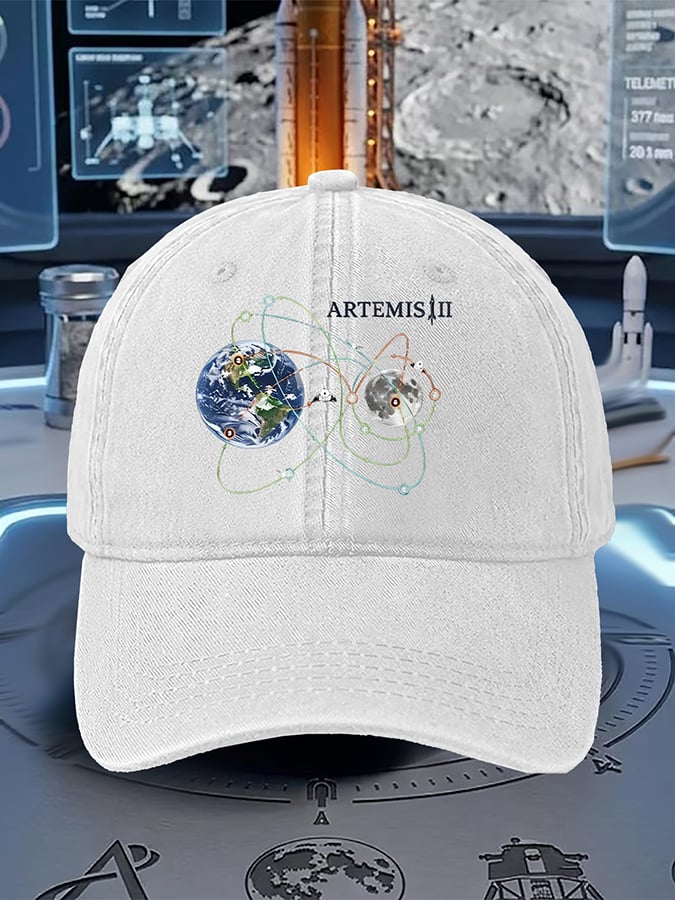 Unisex  Artemis II  Print  Washed Cotton Cap