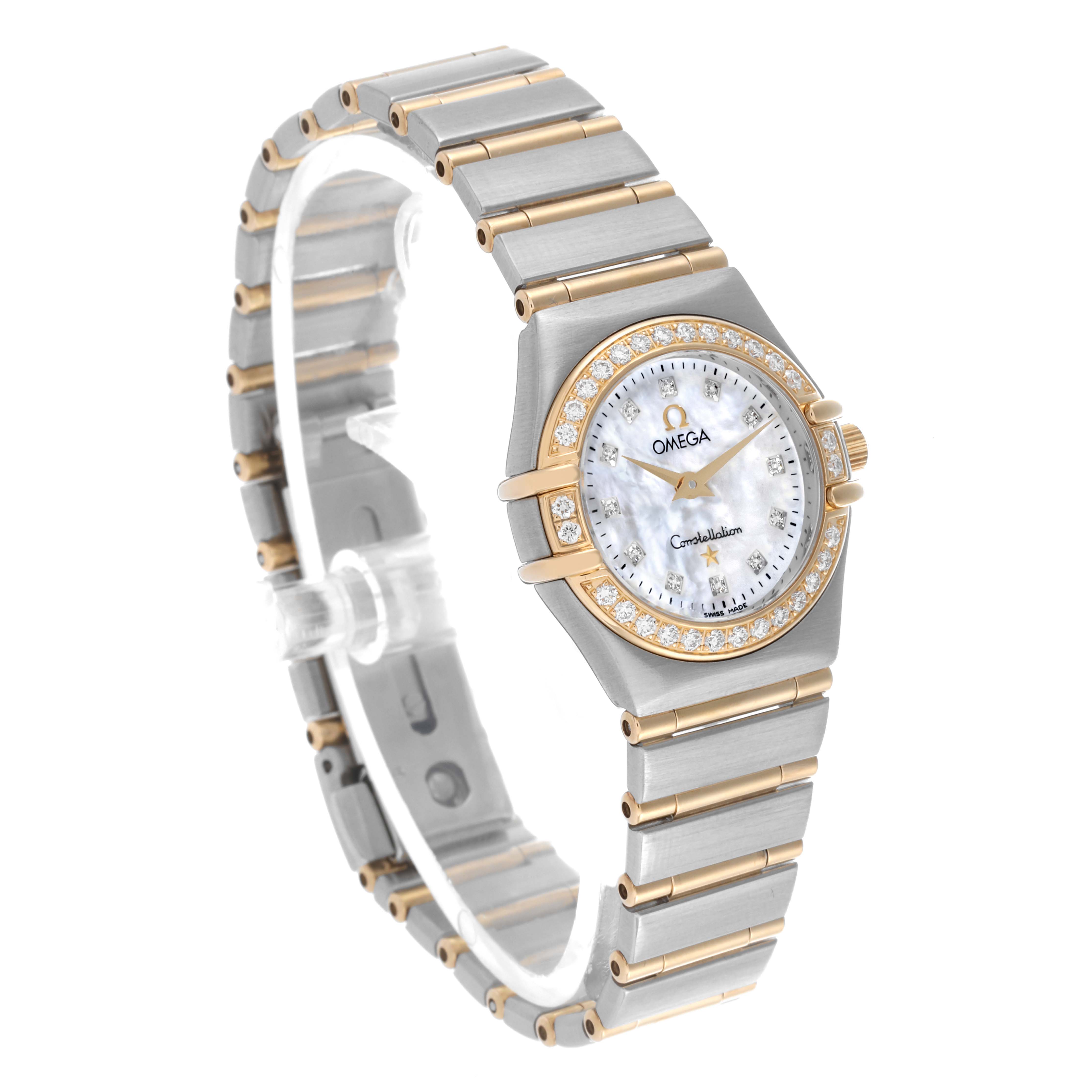 Omega Constellation 95 Mother of Pearl Diamond Yellow Gold Steel Ladies Watch 22.25 MM 1267.75.00