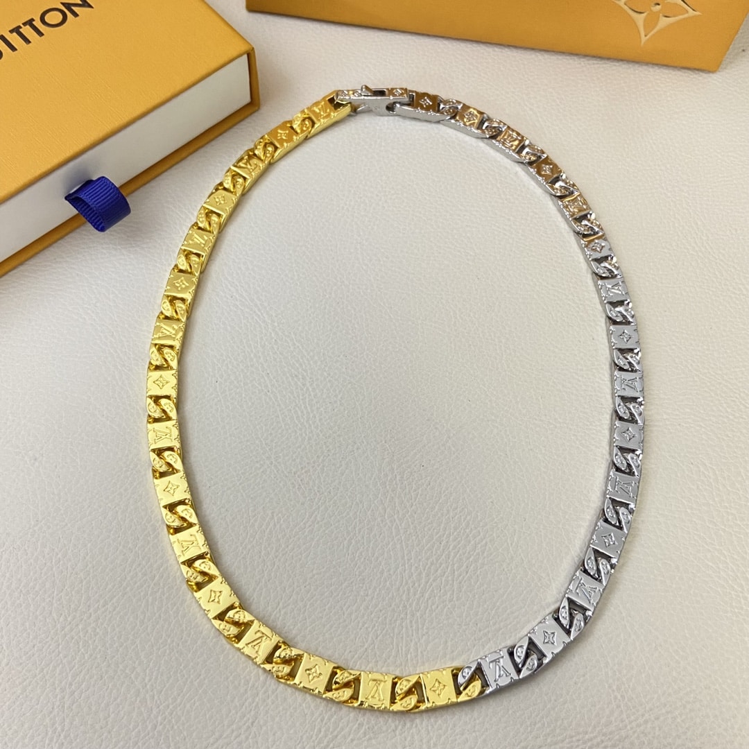 Louis Vuitton Monogram Tied Up Necklace Gold And Silver M02229