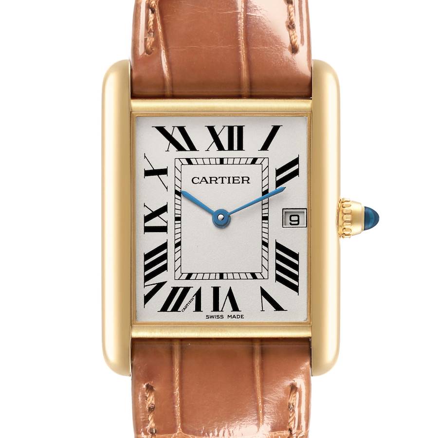 Cartier Tank Louis Yellow Gold Leather Strap Mens Watch W1529756
