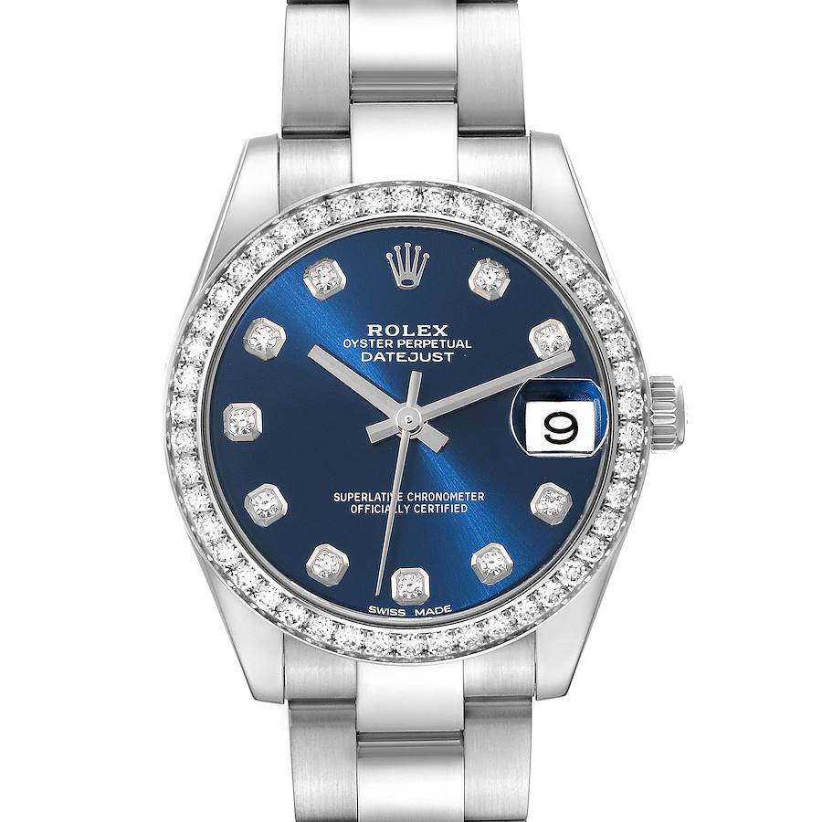 Rolex Datejust Midsize 31 Steel White Gold Diamond Ladies Watch 178384