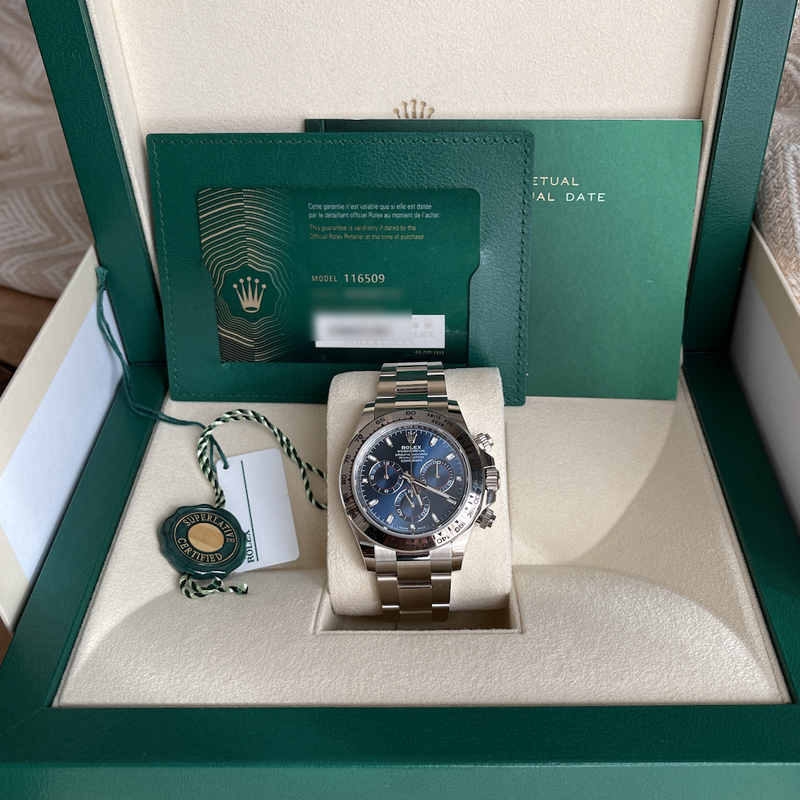 Rolex Cosmograph "Ghost" Daytona 40mm Bule 18ct White Gold m116509 Series in 2022 Unworn