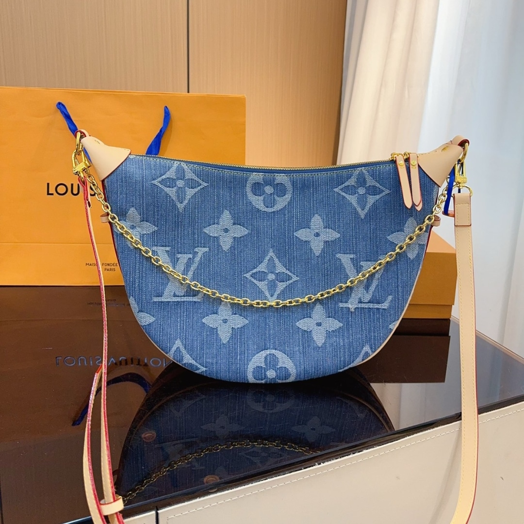 Louis Vuitton Loop Hobo Monogram Denim Bag Blue 35Cm