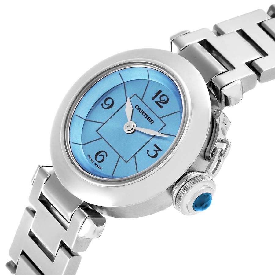 Cartier Miss Pasha 1st Anniversary Blue Dial Steel Ladies Watch W3140024