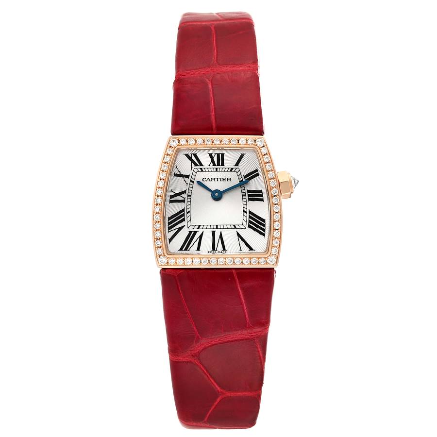 Cartier La Dona Rose Gold Diamond Red Strap Ladies Watch WE600651