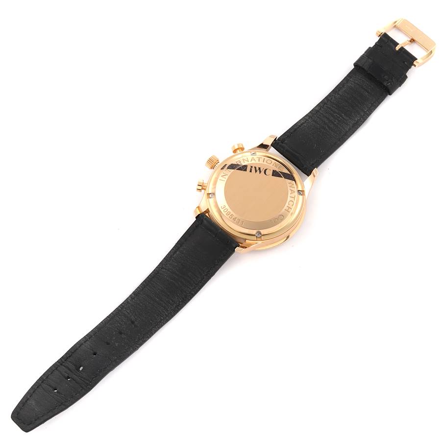IWC Portuguese Chronograph Black Dial Rose Gold Mens Watch IW371415