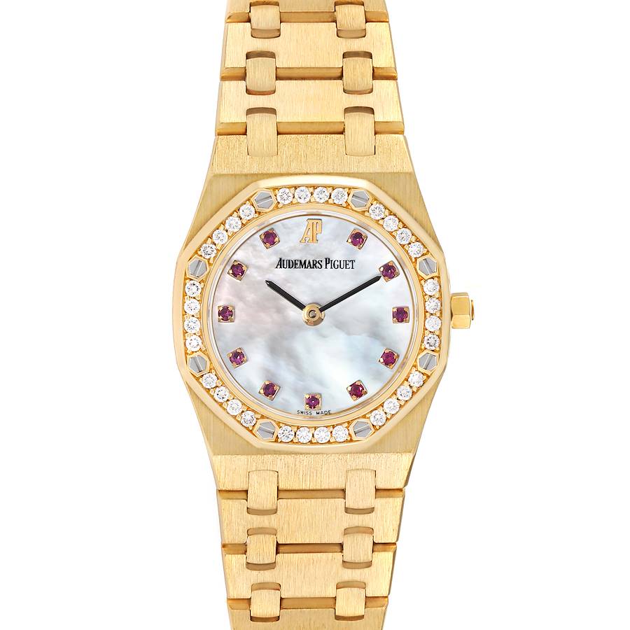 Audemars Piguet Royal Oak Yellow Gold Diamond Rubies Ladies Watch 66344BA