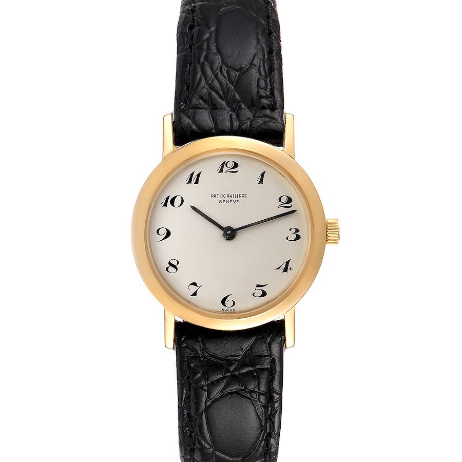 Patek Philippe Calatrava 18k Yellow Gold Silver Dial Ladies Watch 4184