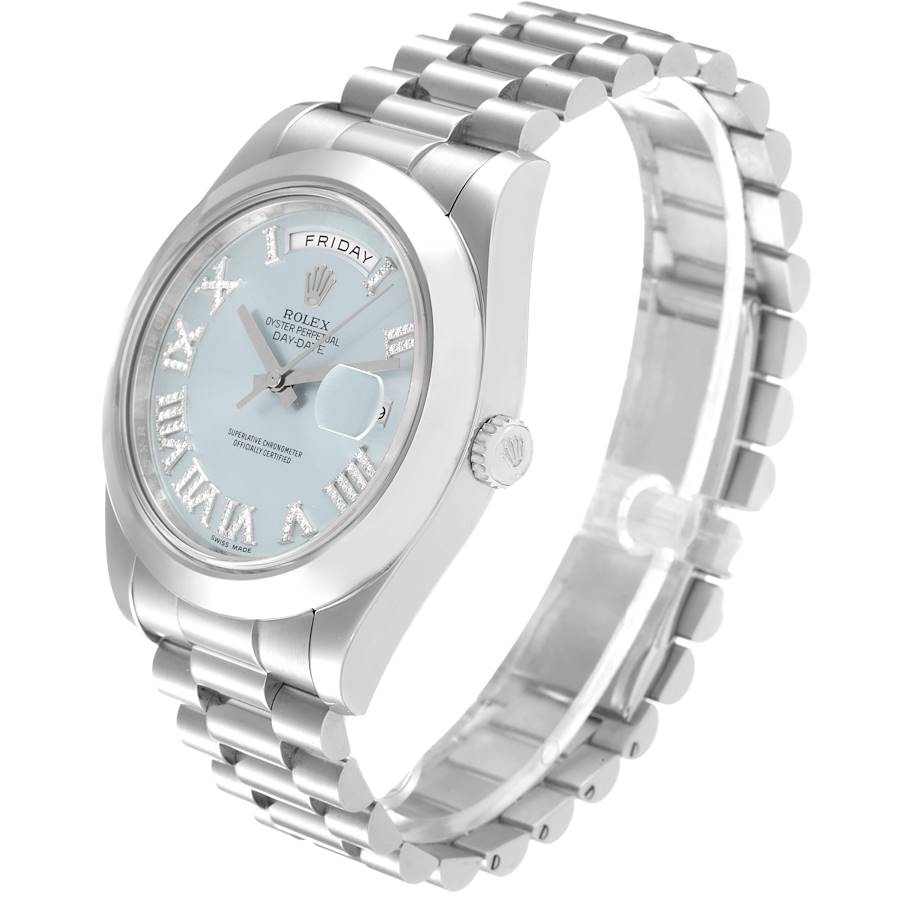 Rolex President Day-Date II Blue Diamond Dial Platinum Mens Watch 218206