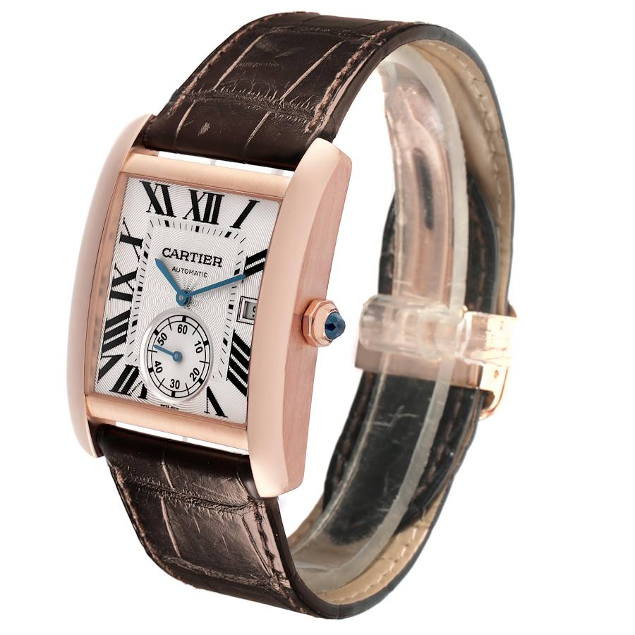 Cartier Tank MC Rose Gold Silver Dial Mens Watch W5330001