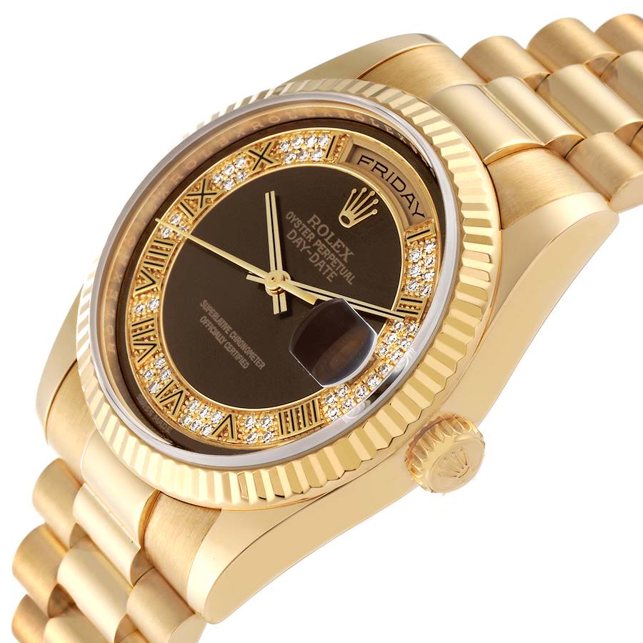 Rolex Day Date President Yellow Gold Myriad Diamond Dial Mens Watch 118238
