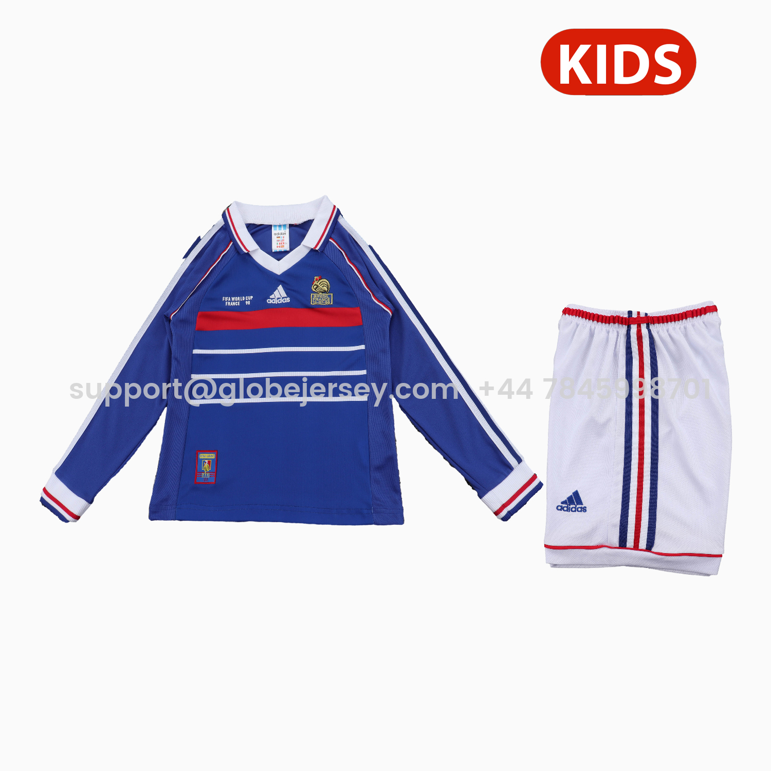 Retro France 1998 Home Long Sleeves Kids Kit