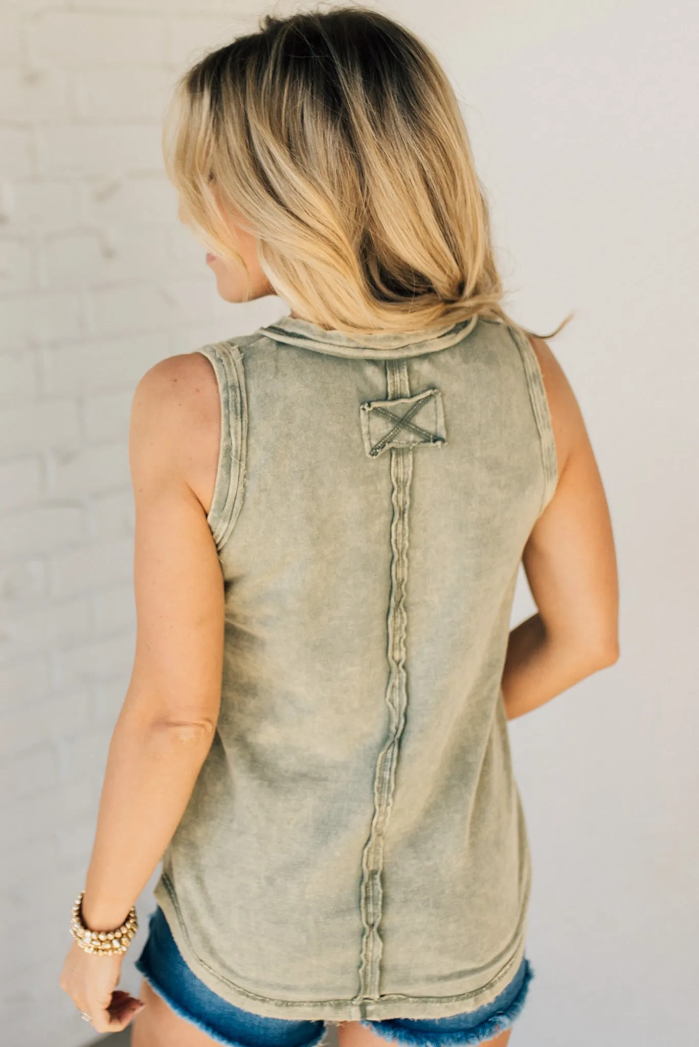 🔥2024 SUMMER HOT🔥BUTTON MIX WASHED HENLEY TANK(48% OFF TODAY!!!)