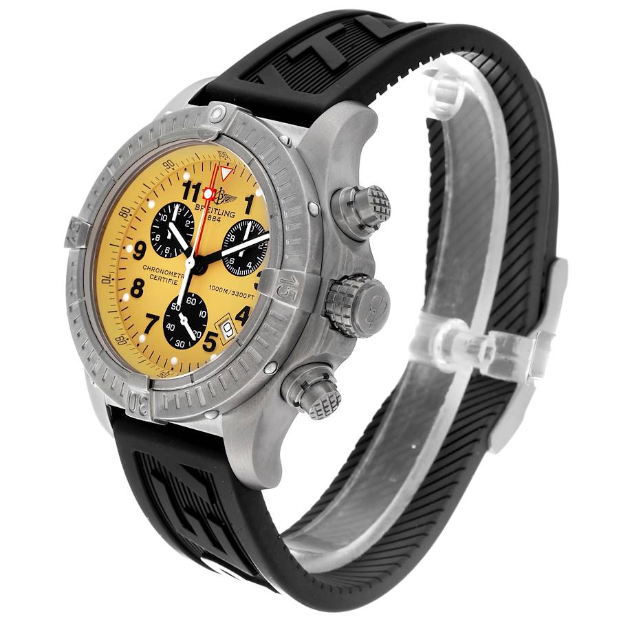 Breitling Aeromarine Chrono Avenger M1 Yellow Dial Titanium Mens Watch E73360