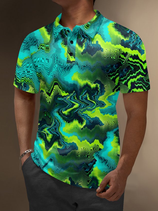 Moisture Wicking Artistic Abstract Gradient Colors Golf Polo