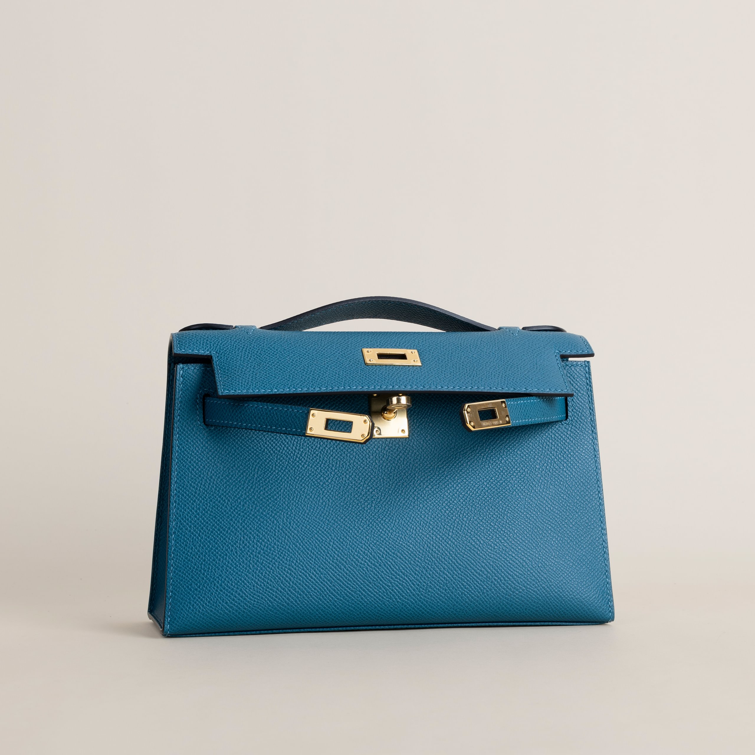 Kelly pochette epsom vert bosphore GHW