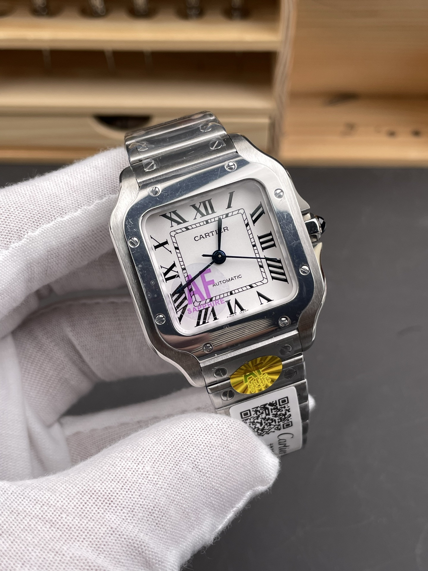 Santos White Dial Ladies Medium Size