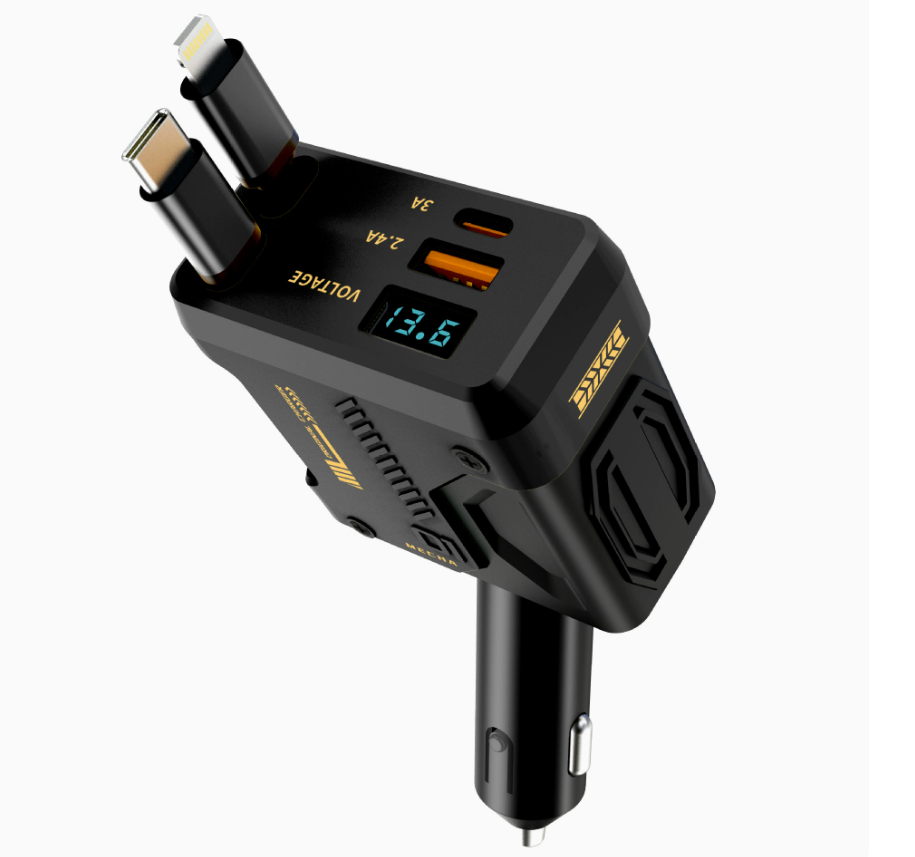 High-Power Mecha Style Car Charger with Digital Display
