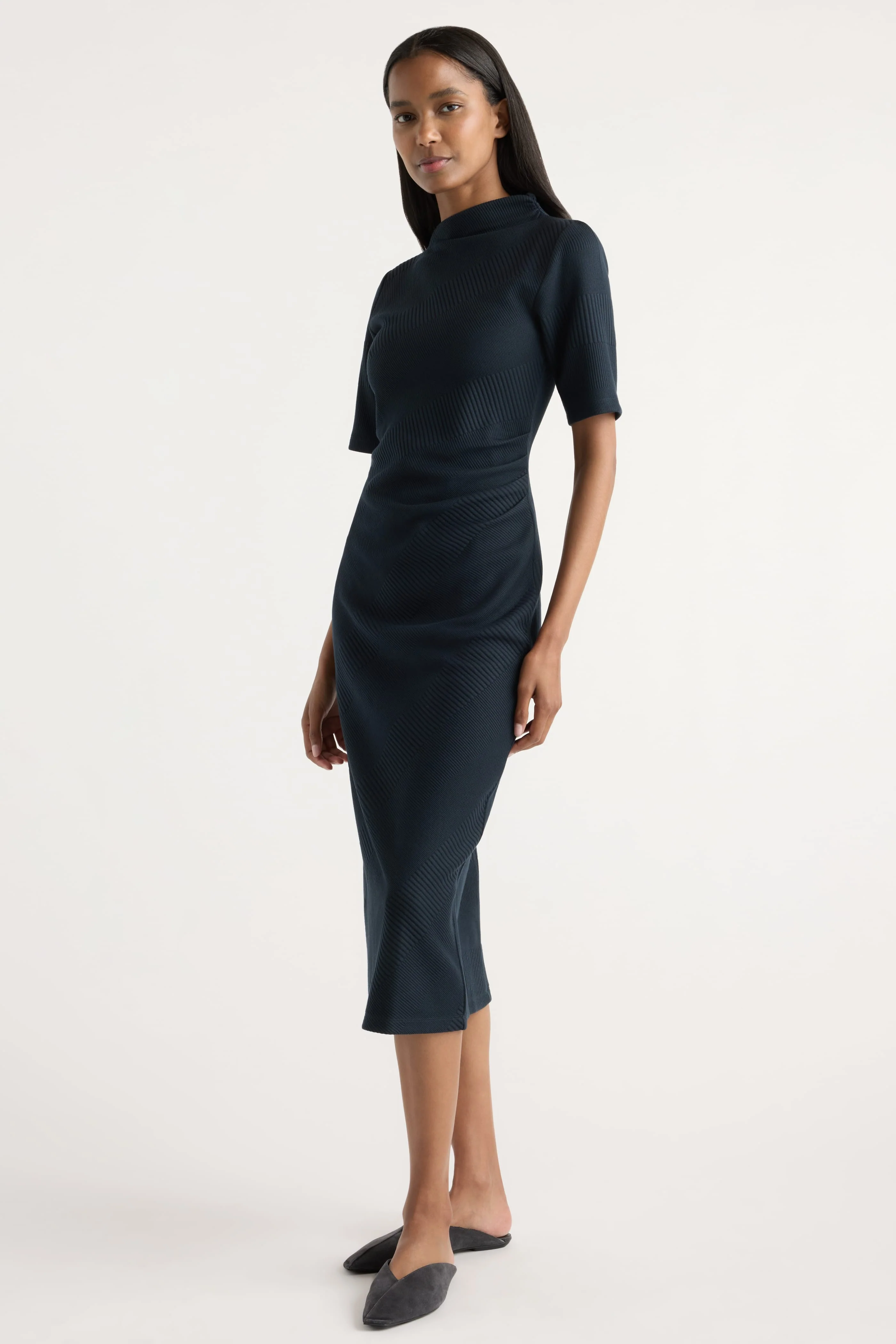 Evie Ribbed-Knit Jersey Dress