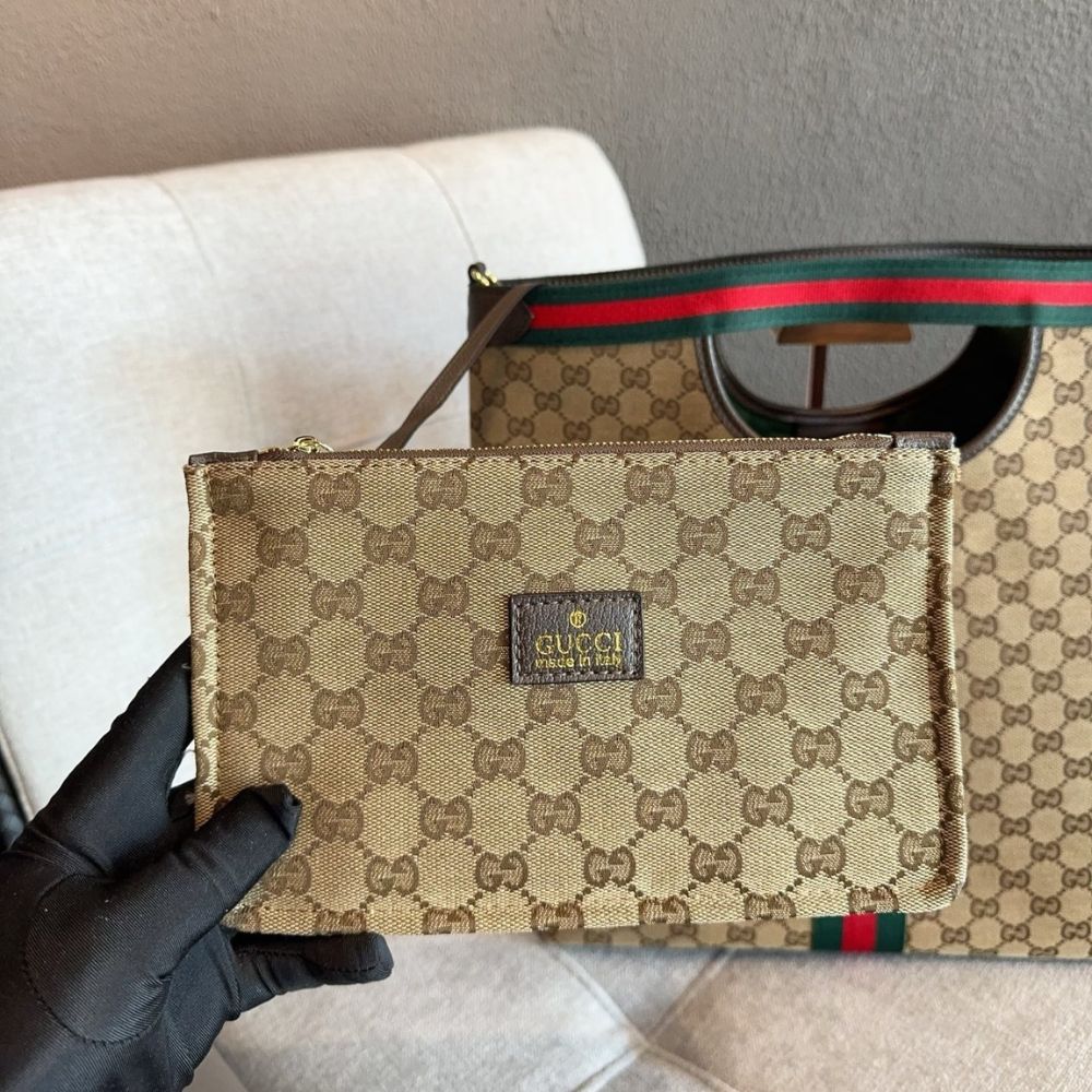 Gucci Giglio Large Tote Bag Beige And Brown GG Canvas 36Cm 865452 FAFZE 9871