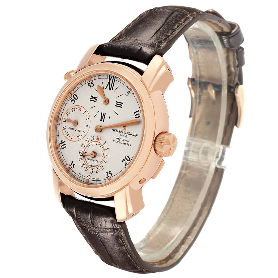 Vacheron Constantin Malte Dual Time Regulator Rose Gold Mens Watch 42005