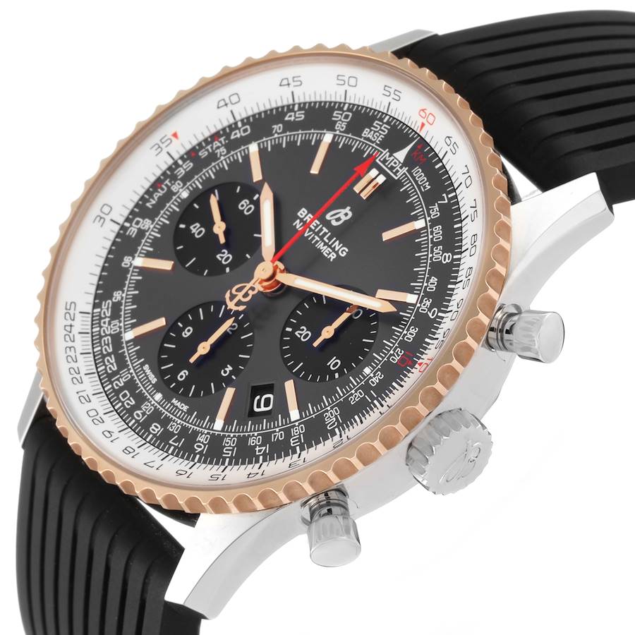 Breitling Navitimer 01 Grey Dial Steel Rose Gold Mens Watch UB0121