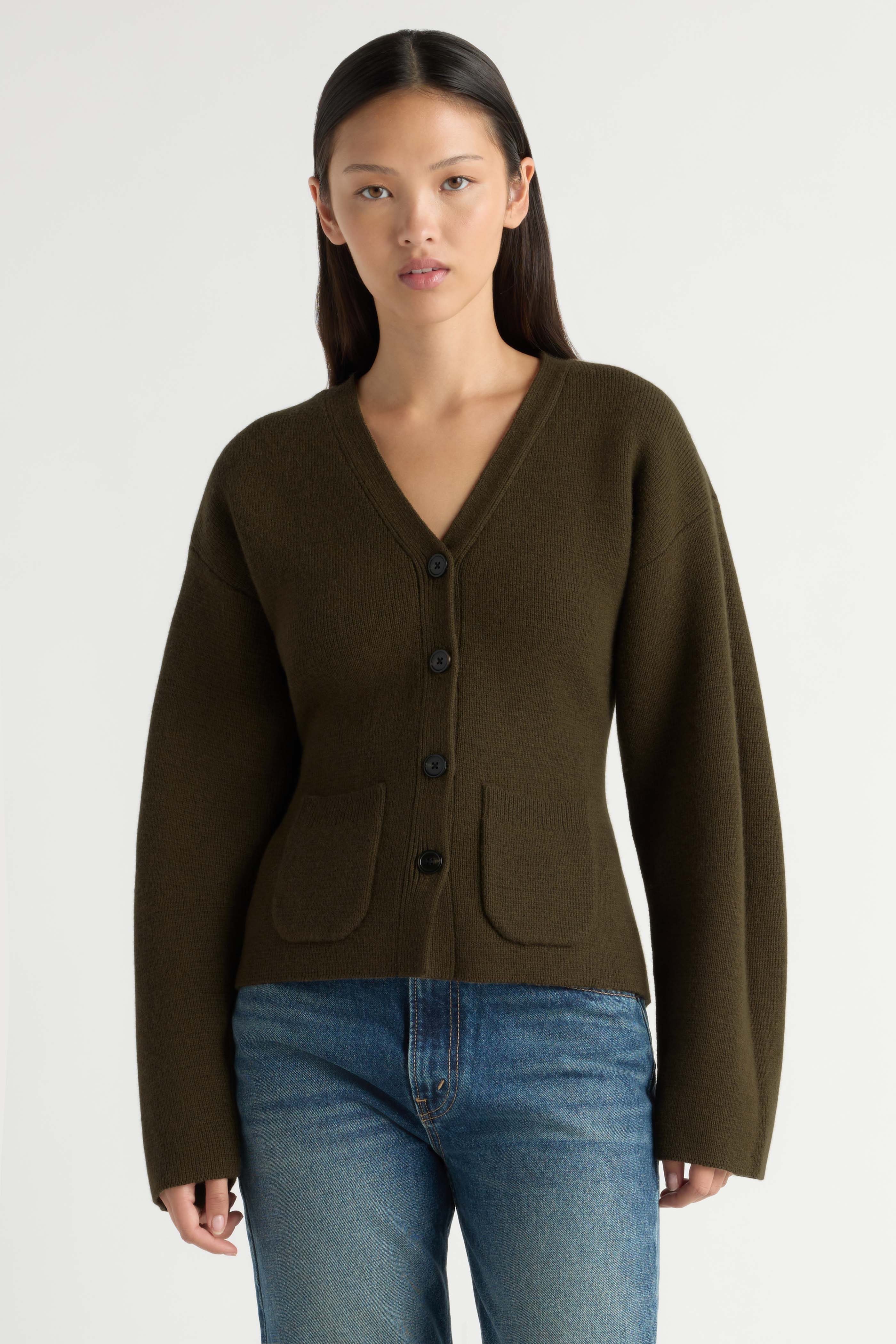 Elinor Organic Cotton-Wool V-Neck Cardigan