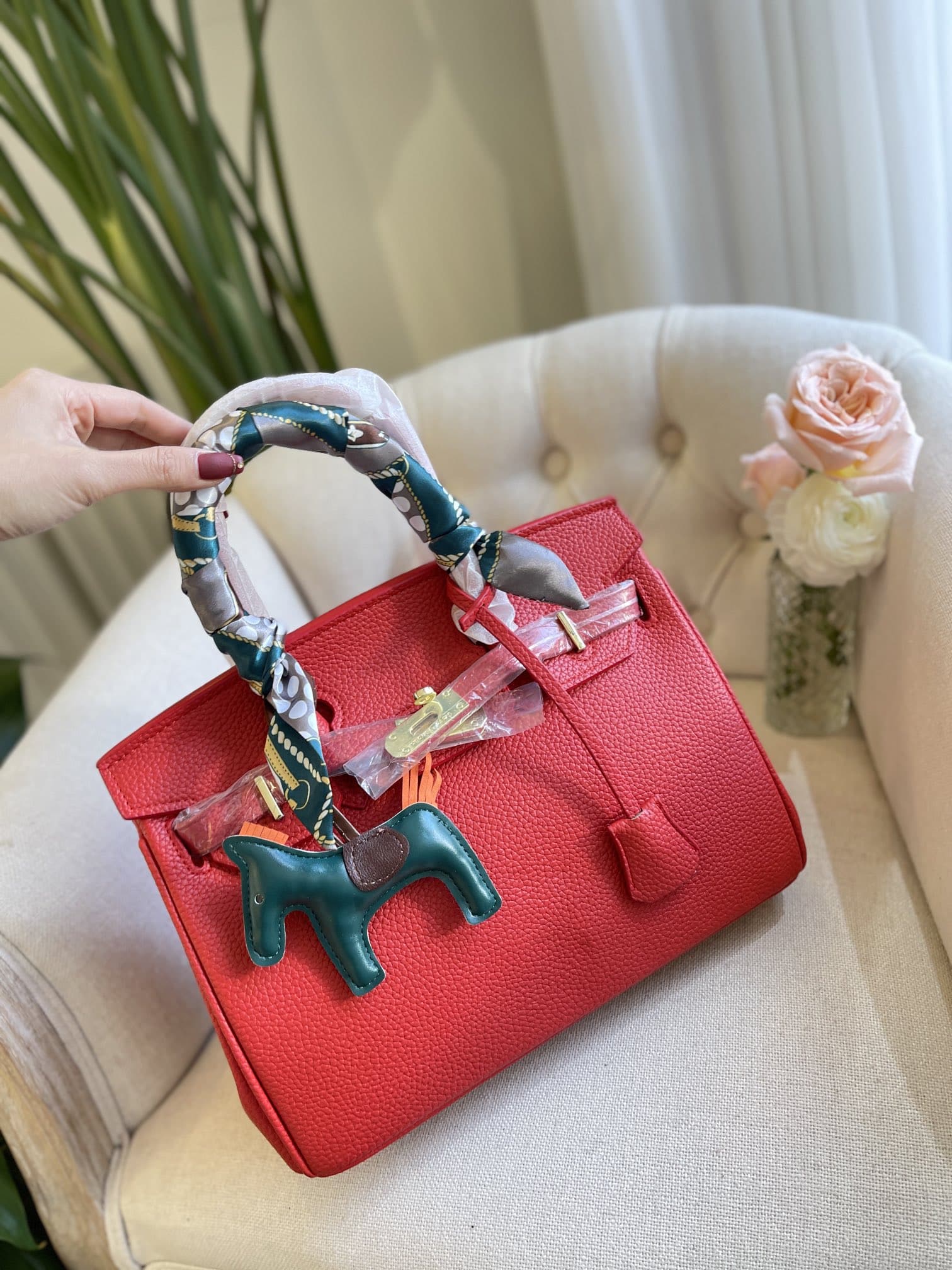 Hermes Birkin 35 Togo Leather Gold Hardware Red 35Cm