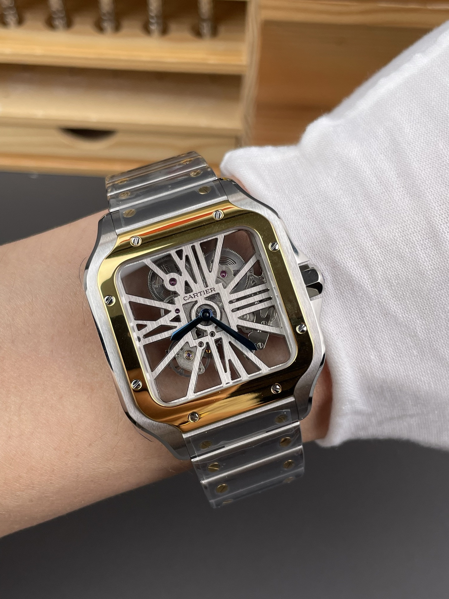 Santos de Cartier Skeleton Series Two-Tone V2 Version