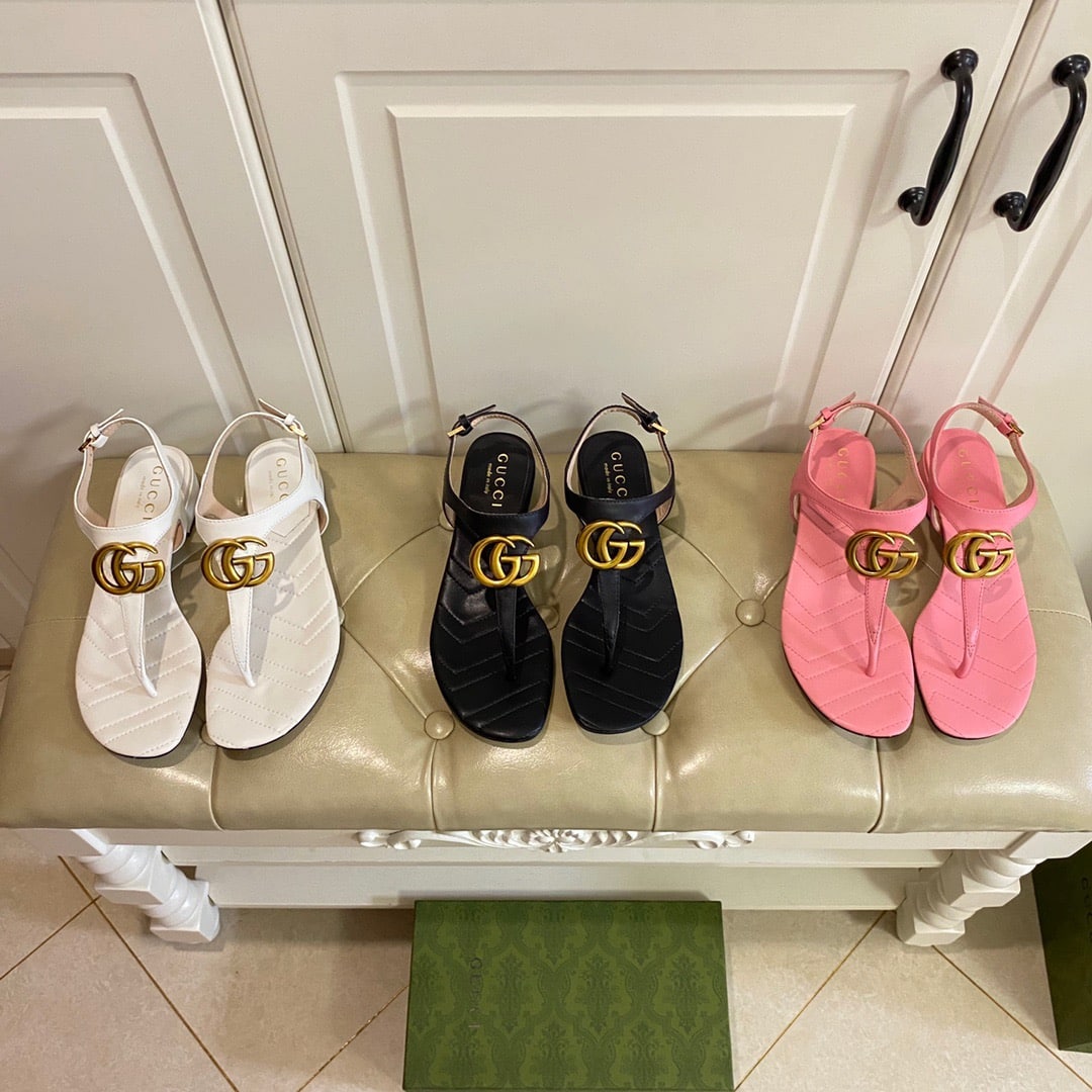 Gucci Double G Sandal Leather Black 674840 Bko00 1000