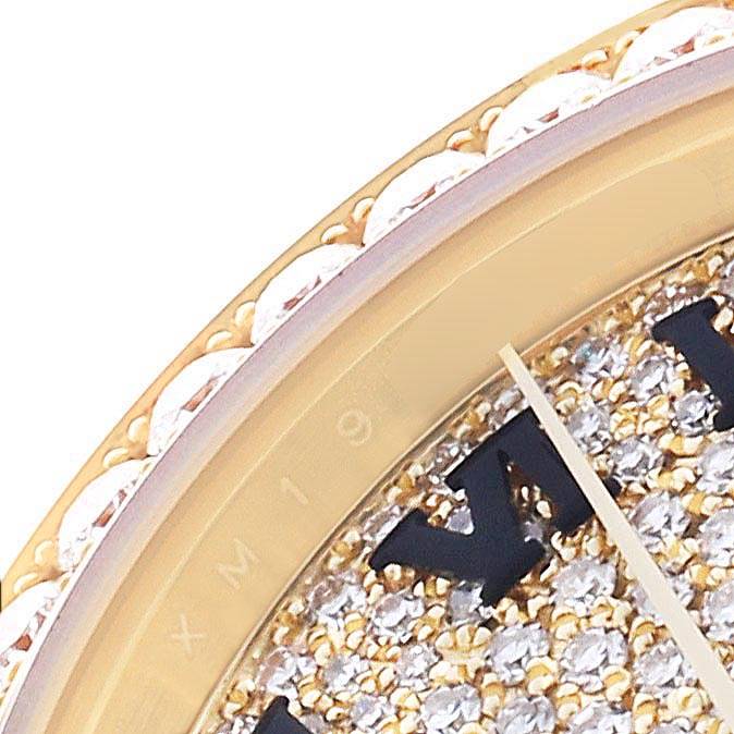 Rolex President Yellow Gold Pave Diamond Ladies Watch 279458