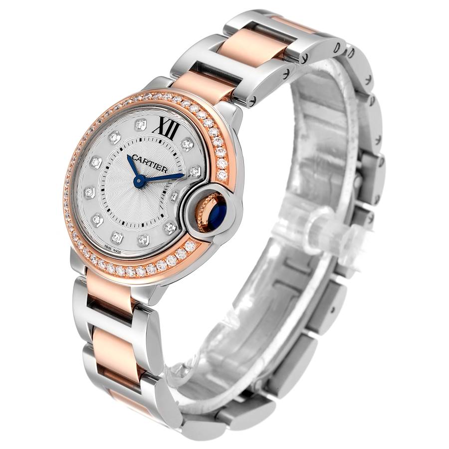 Cartier Ballon Bleu Steel Rose Gold Diamond Ladies Watch W3BB0009