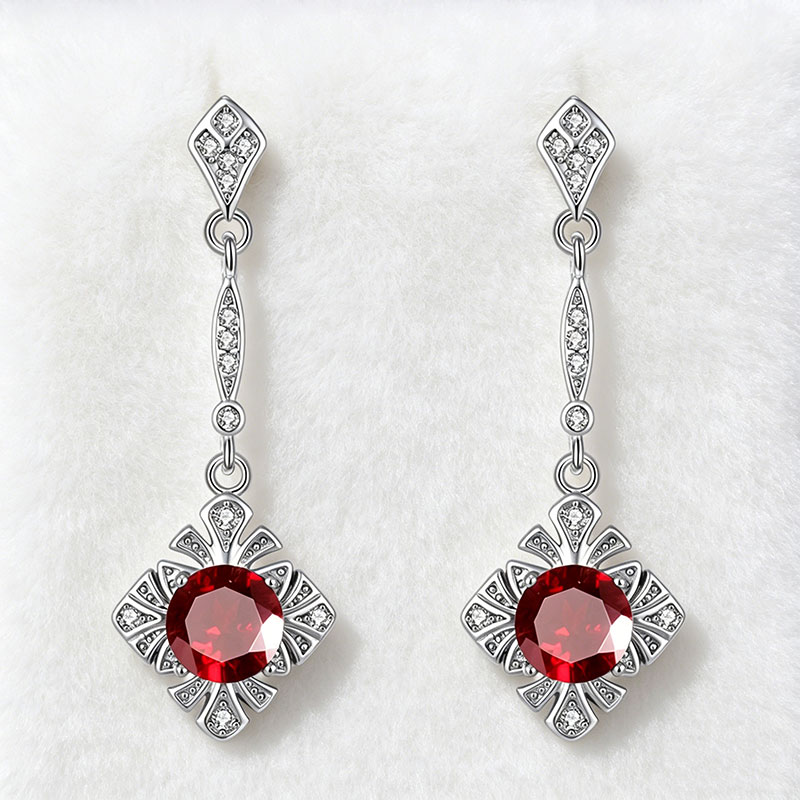 GemVibra Floral Drop Earrings | 925 Silver Multi-Gemstone Dangle Design