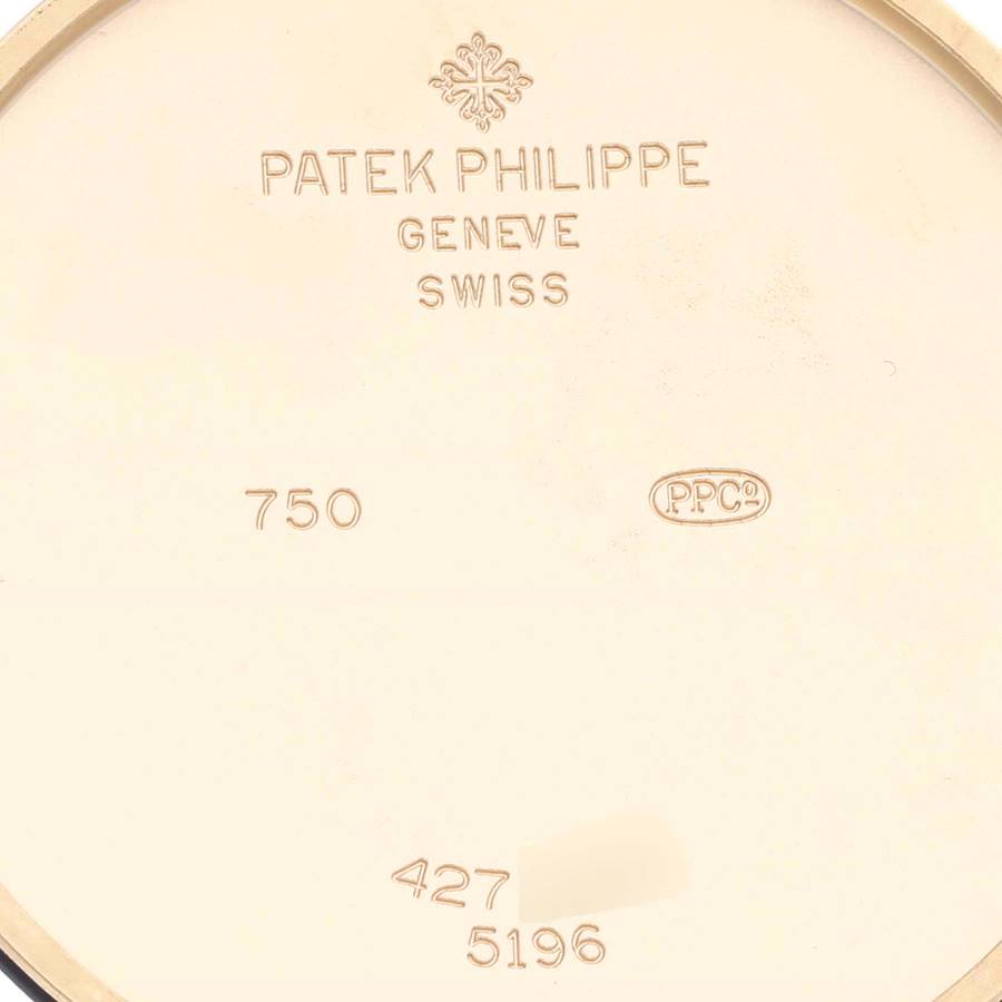 Patek Philippe Calatrava Yellow Gold Silver Dial Mens Watch 5196J
