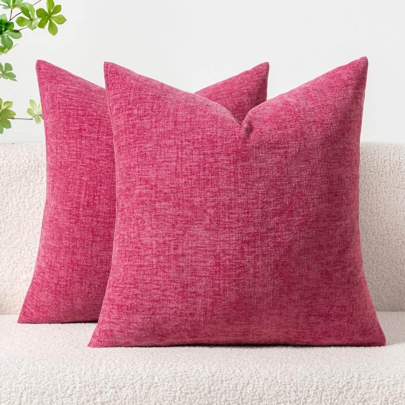 Soft Chenille Solid Dyed Pillow Covers (Pack of 2)