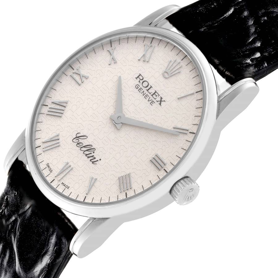 Rolex Cellini Classic White Gold Ivory Anniversary Dial Mens Watch 5116 Card