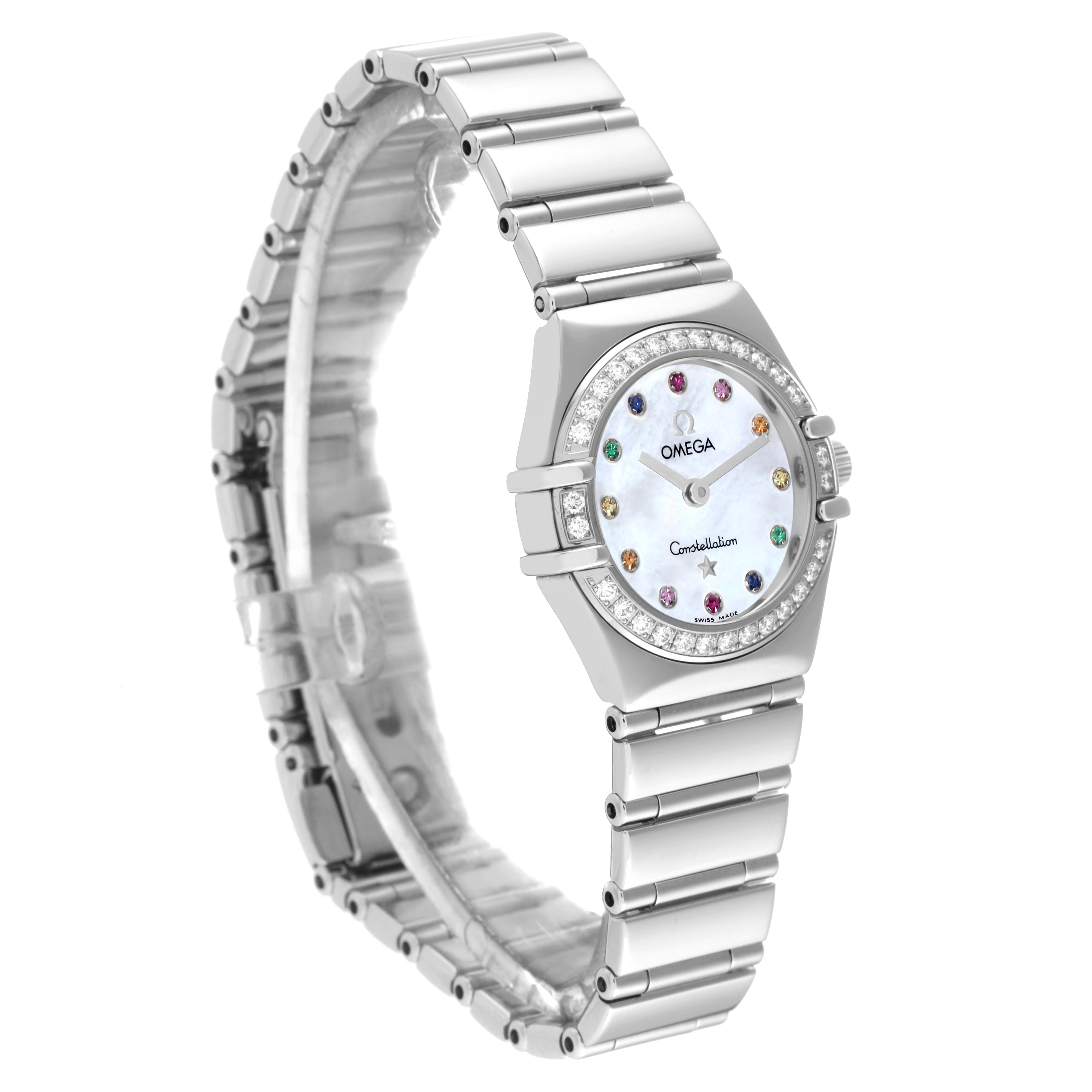 Omega Constellation Iris Steel Multi Stone Mother Of Pearl Dial Ladies Watch 22.5 MM 1465.79.00